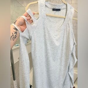 Women's Light Gray Cold Shoulder Top